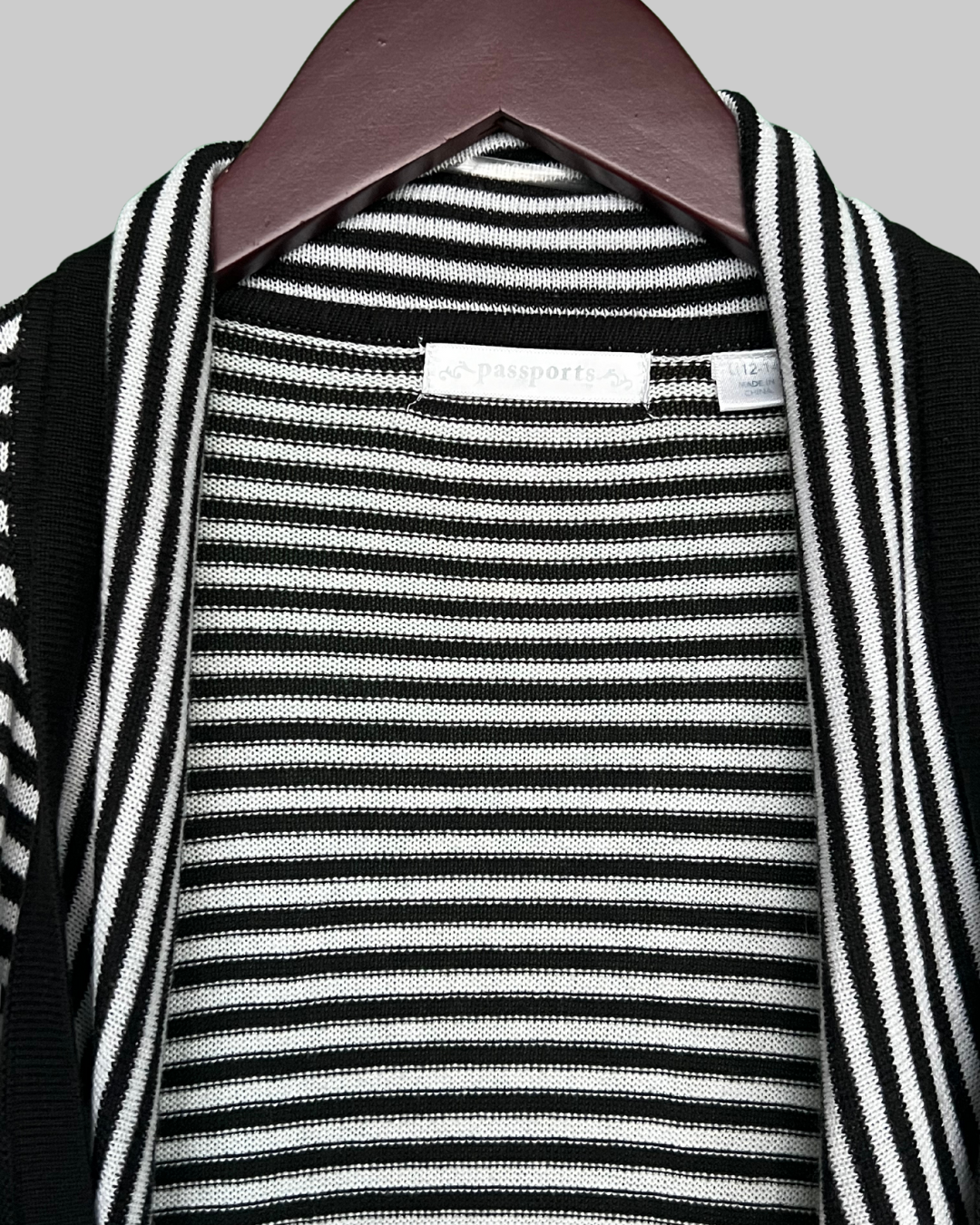 Passports Black and White Striped Print Cardigan