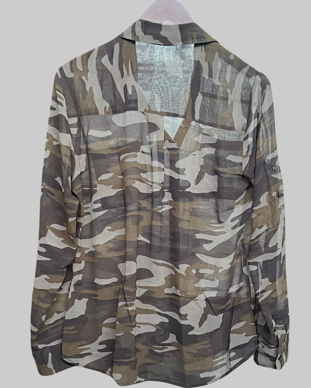 Long Sleeve Camo Army Green Women's Blouse