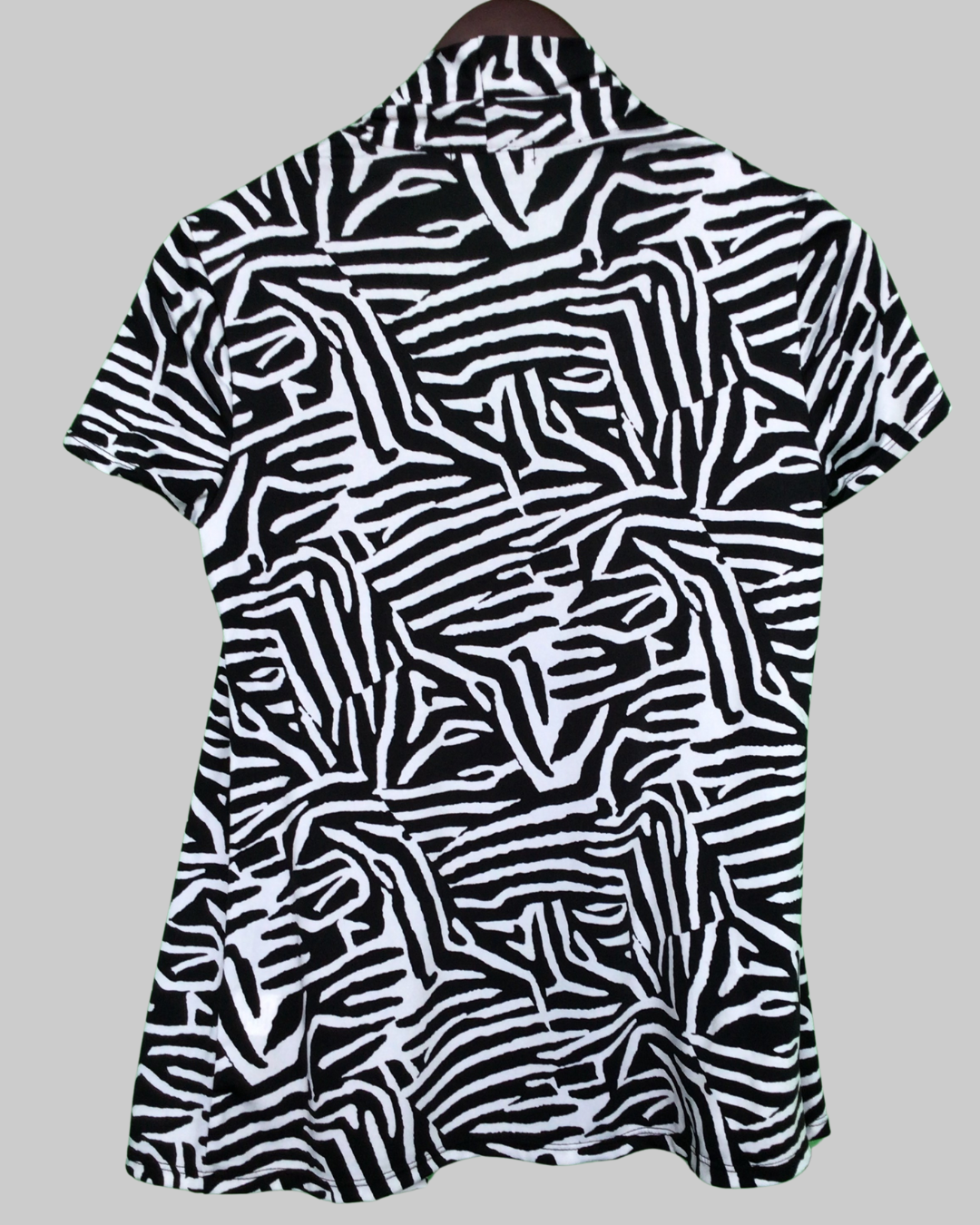 Notations Cowl Neck Black White Short Sleeve Blouse