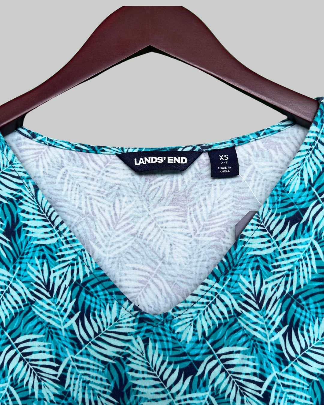 Lands' End Women's Short Sleeve Palm Leaf Dress