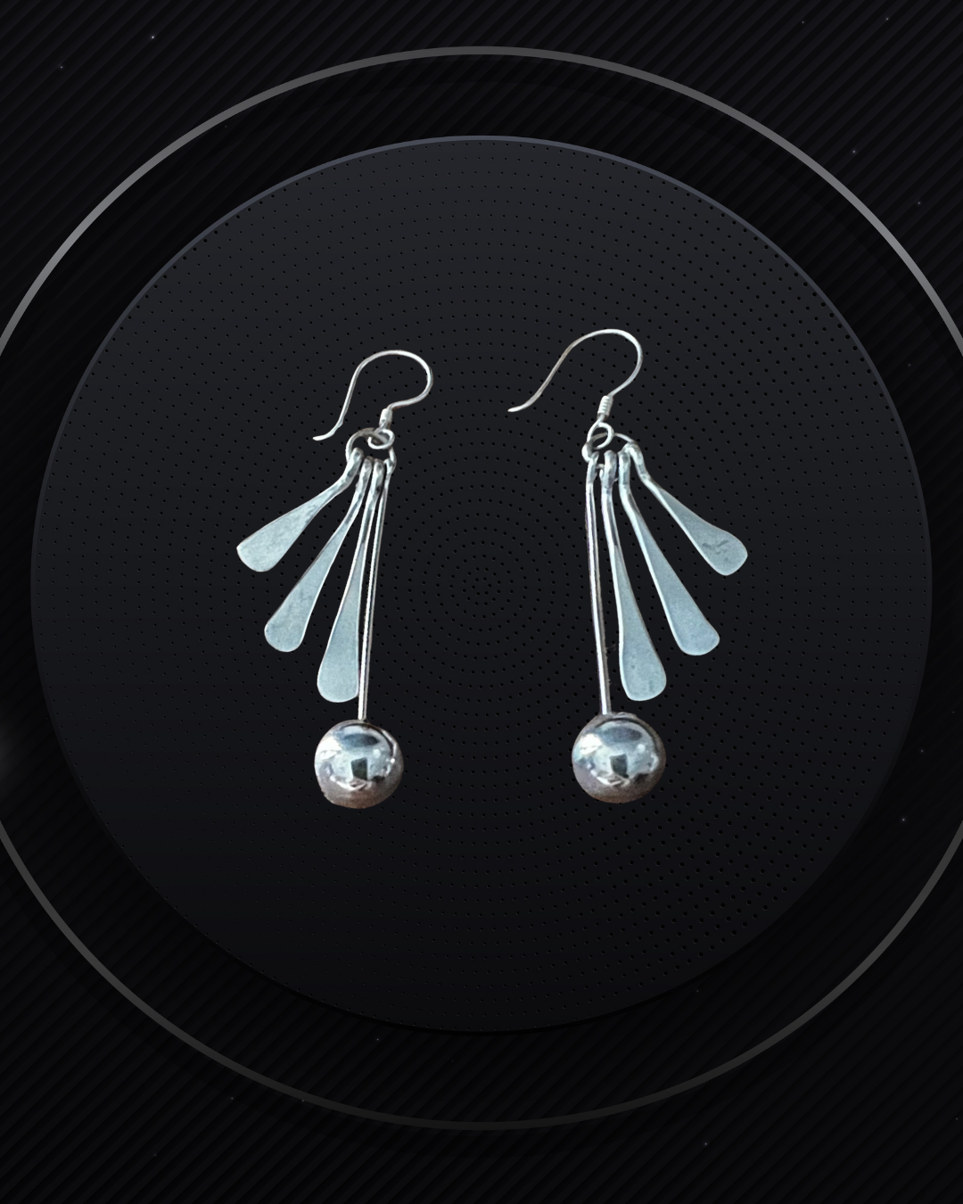 Long 925 Pure Sterling Silver Fringe Ball Drop Earrings