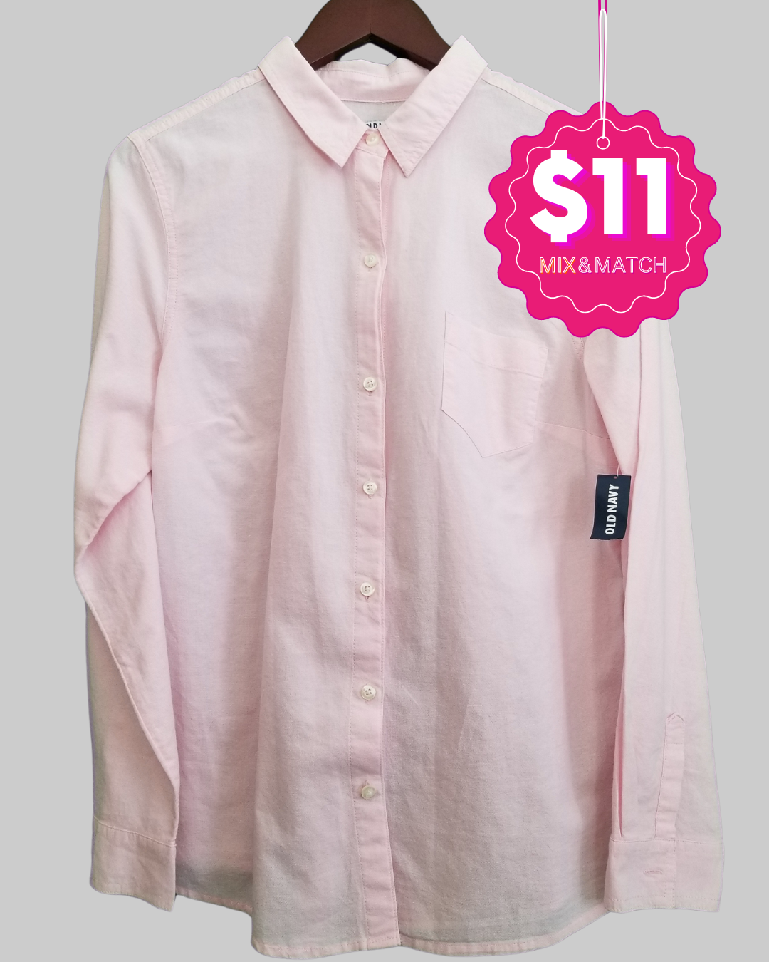 Old Navy Pink Long Sleeve Shirt