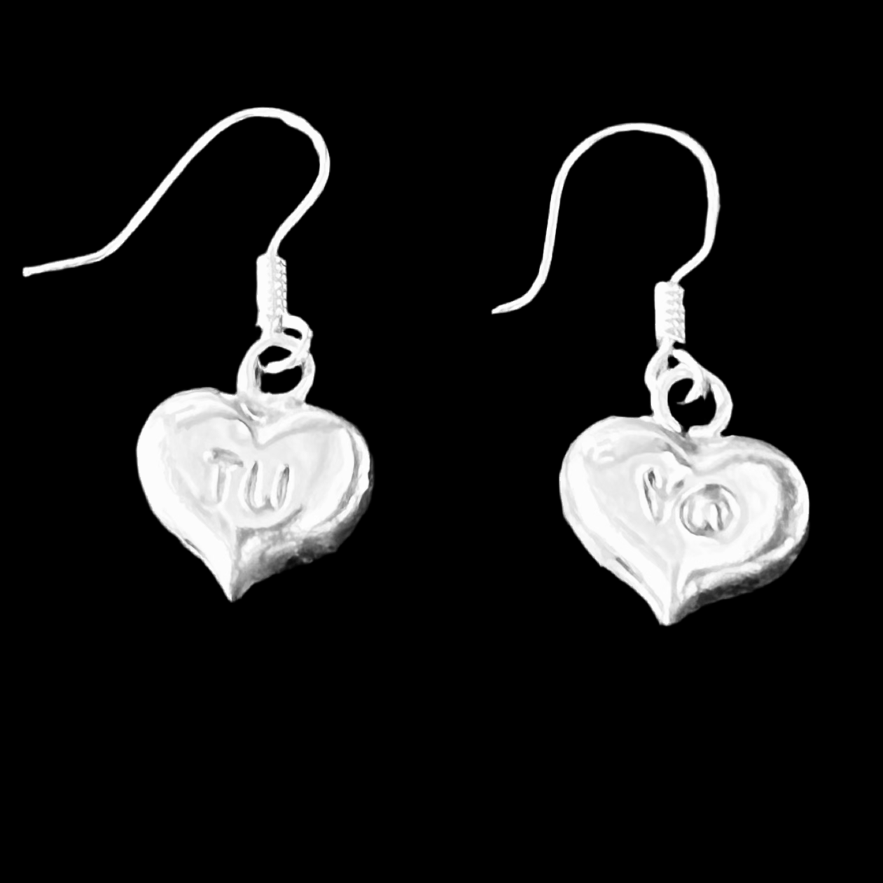 925 Pure Sterling Silver Tu & Yo Heart Earrings