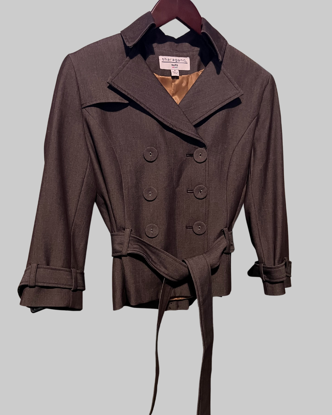 Sharagano Women's Brown Suits Double-Breasted Jacket