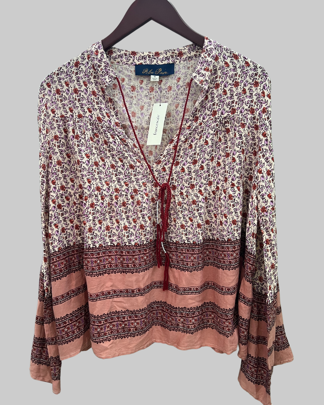 Rose Blue Rair Francesca’s Vintage Boho Top