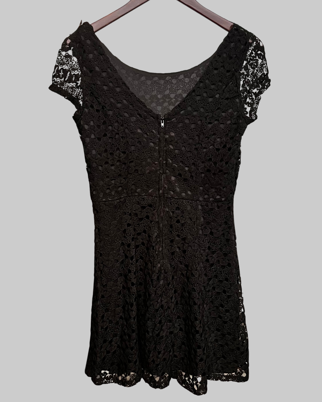 Trixxi Sleeveless Crochet Black Mini Dress