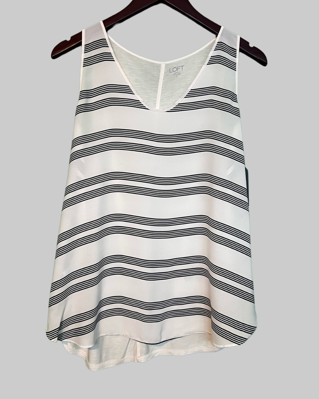 LOFT Outlet Sleeveless White & Black Stripe Top