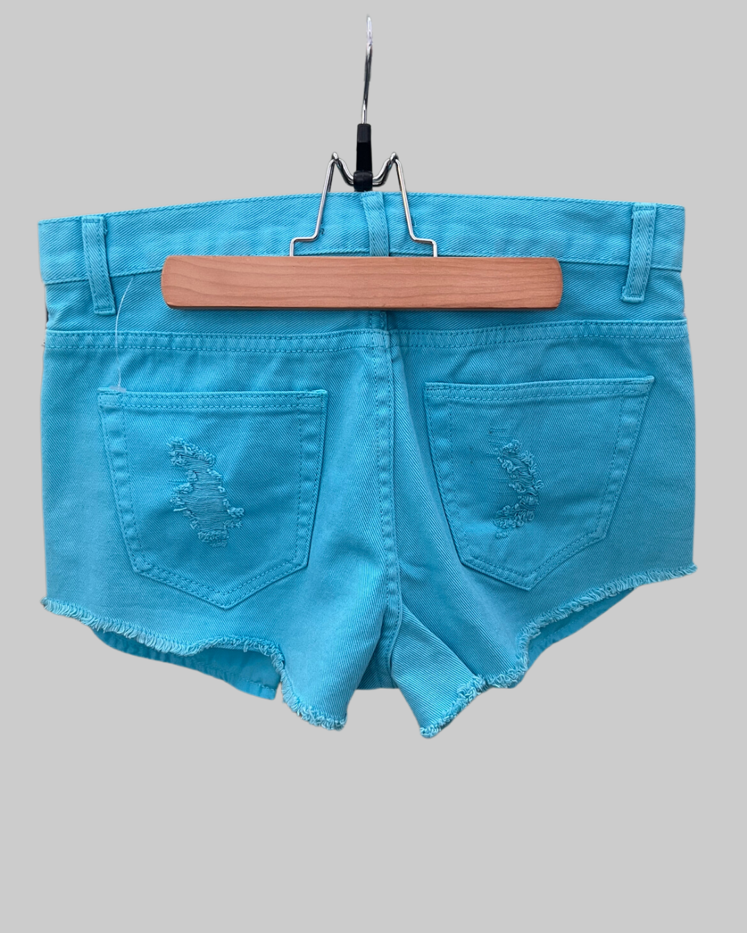 Forever 21 TURQUOISE Tattered Denim Short