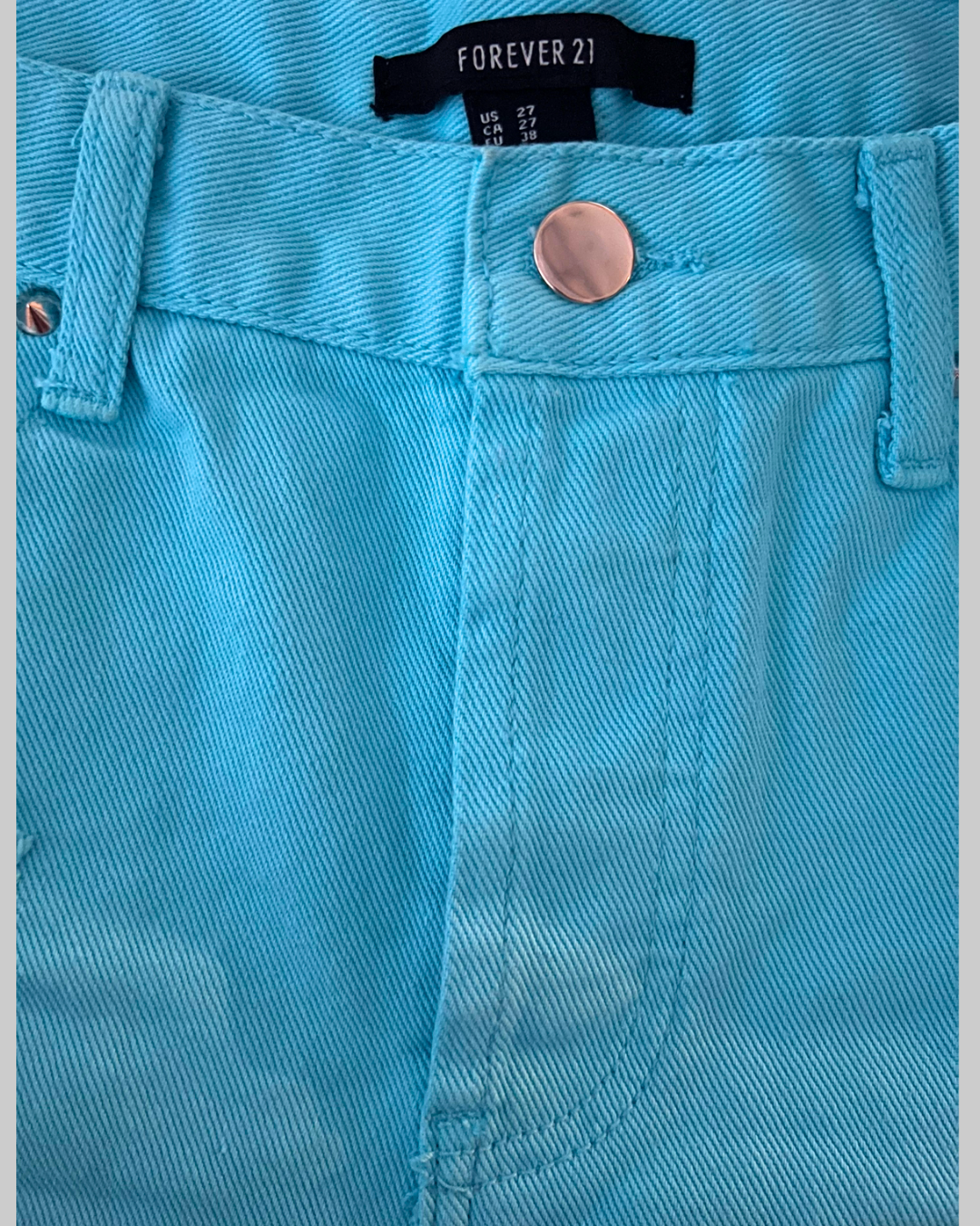 Forever 21 TURQUOISE Tattered Denim Short