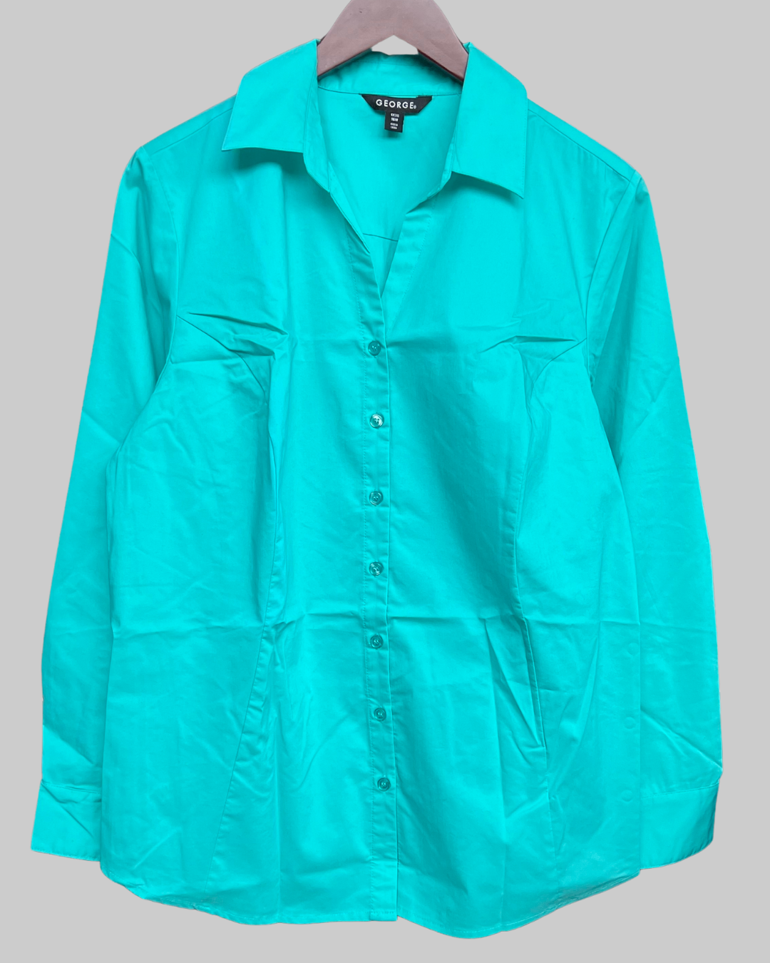 George Women's Button Up Teal Blouse