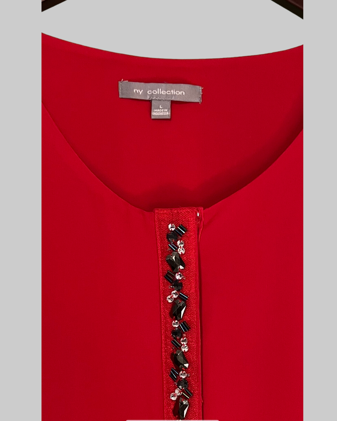 NY Collection Red Beaded Blouse