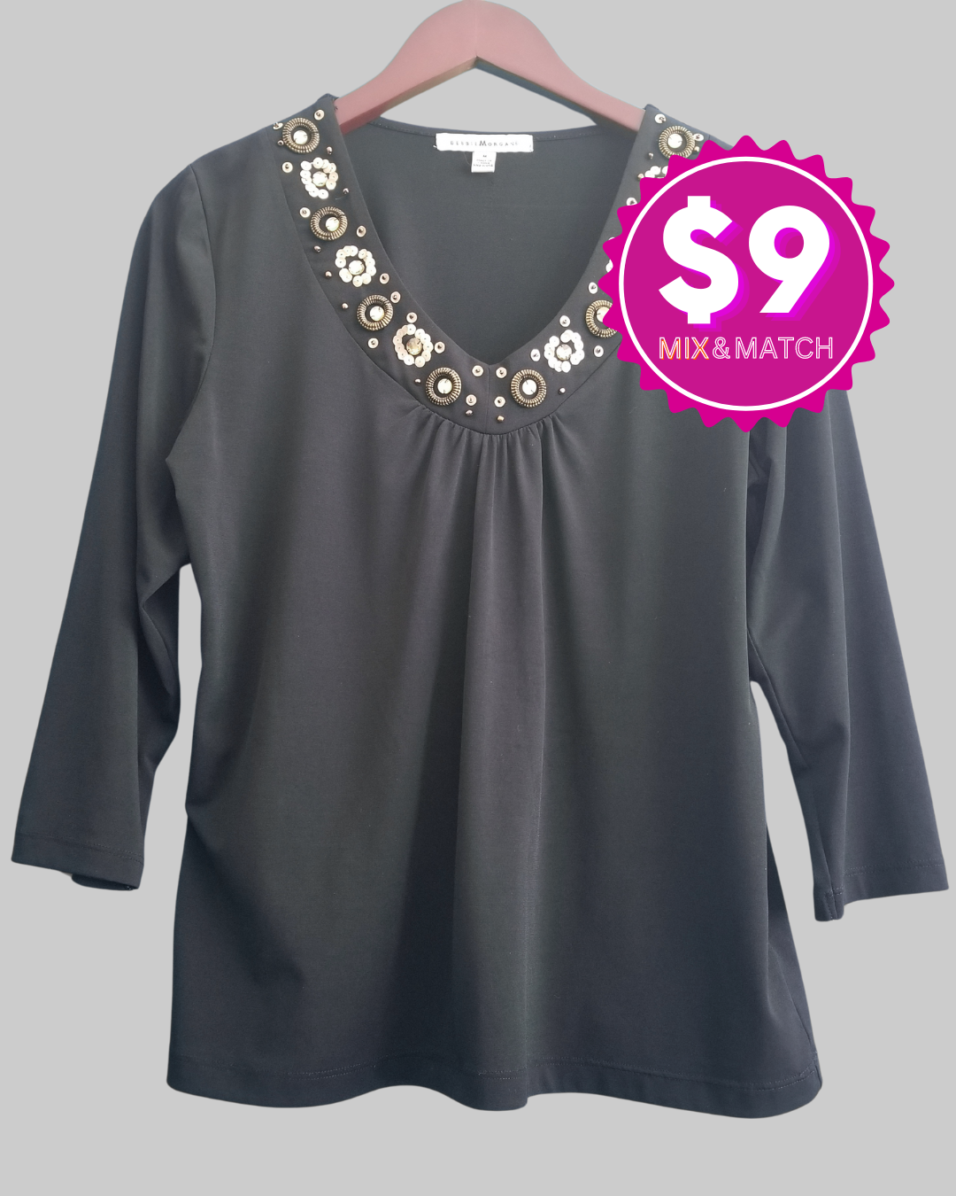 Debbie Morgan 3/4 Sleeve Brown Top