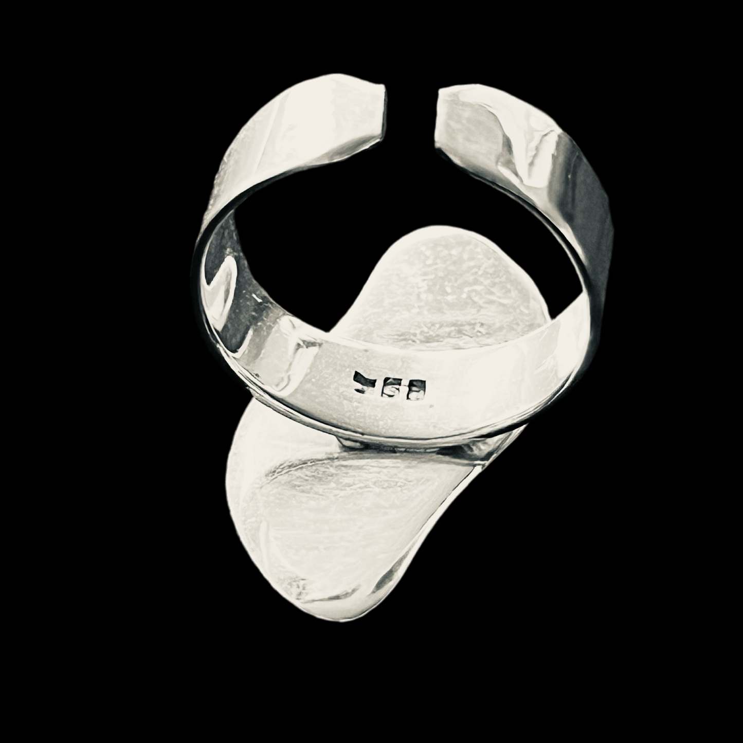 Abstract Design Ring with Red Stone and 950 Pure Sterling Silver