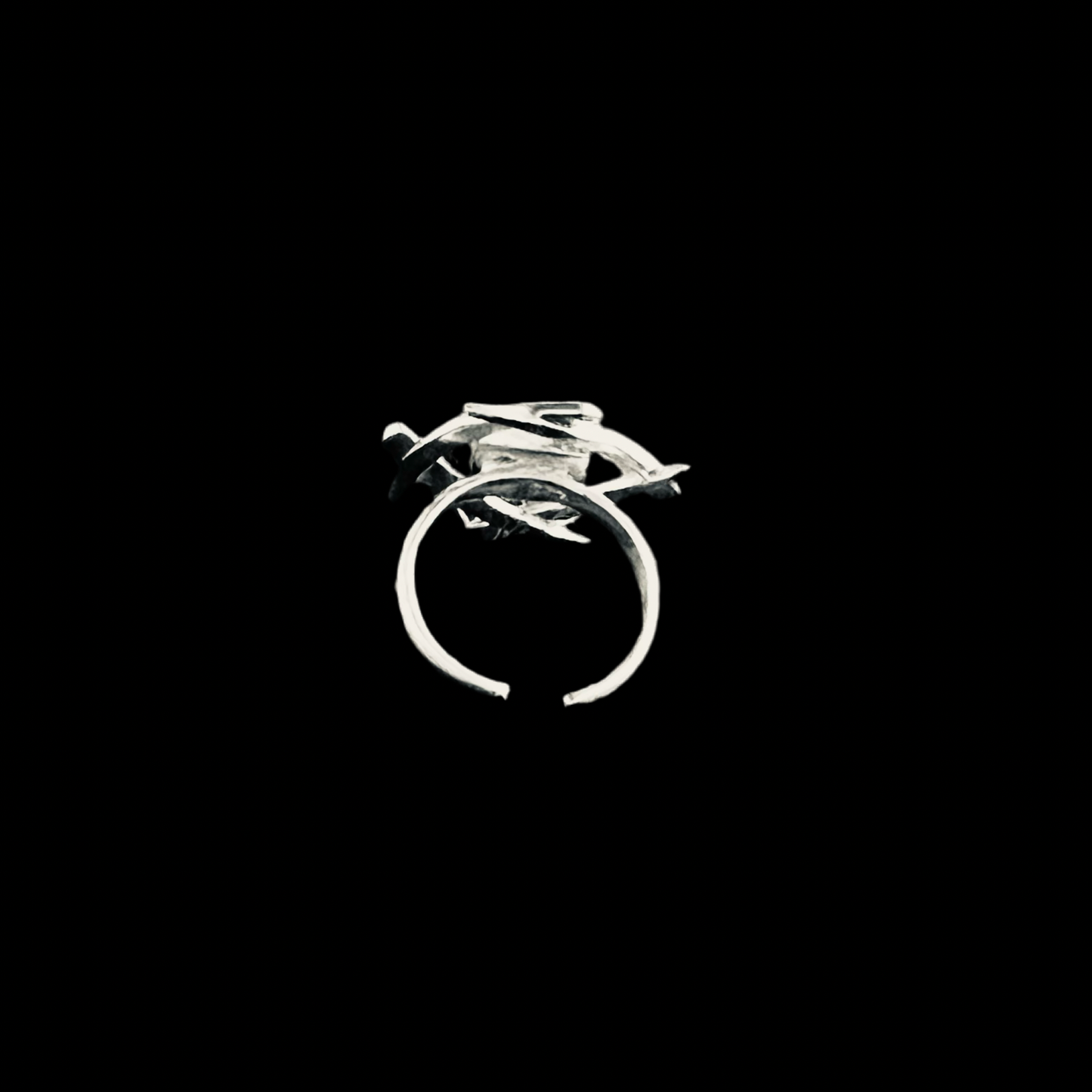 Modern Art 925 Pure Sterling Silver & Greenish Stone Ring