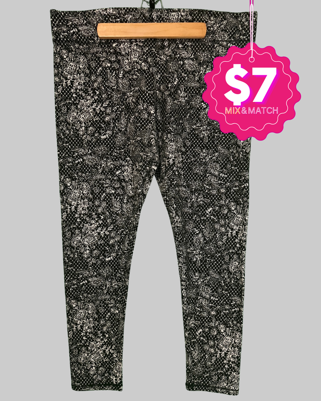 Women's Black Floral Activewear Leggings