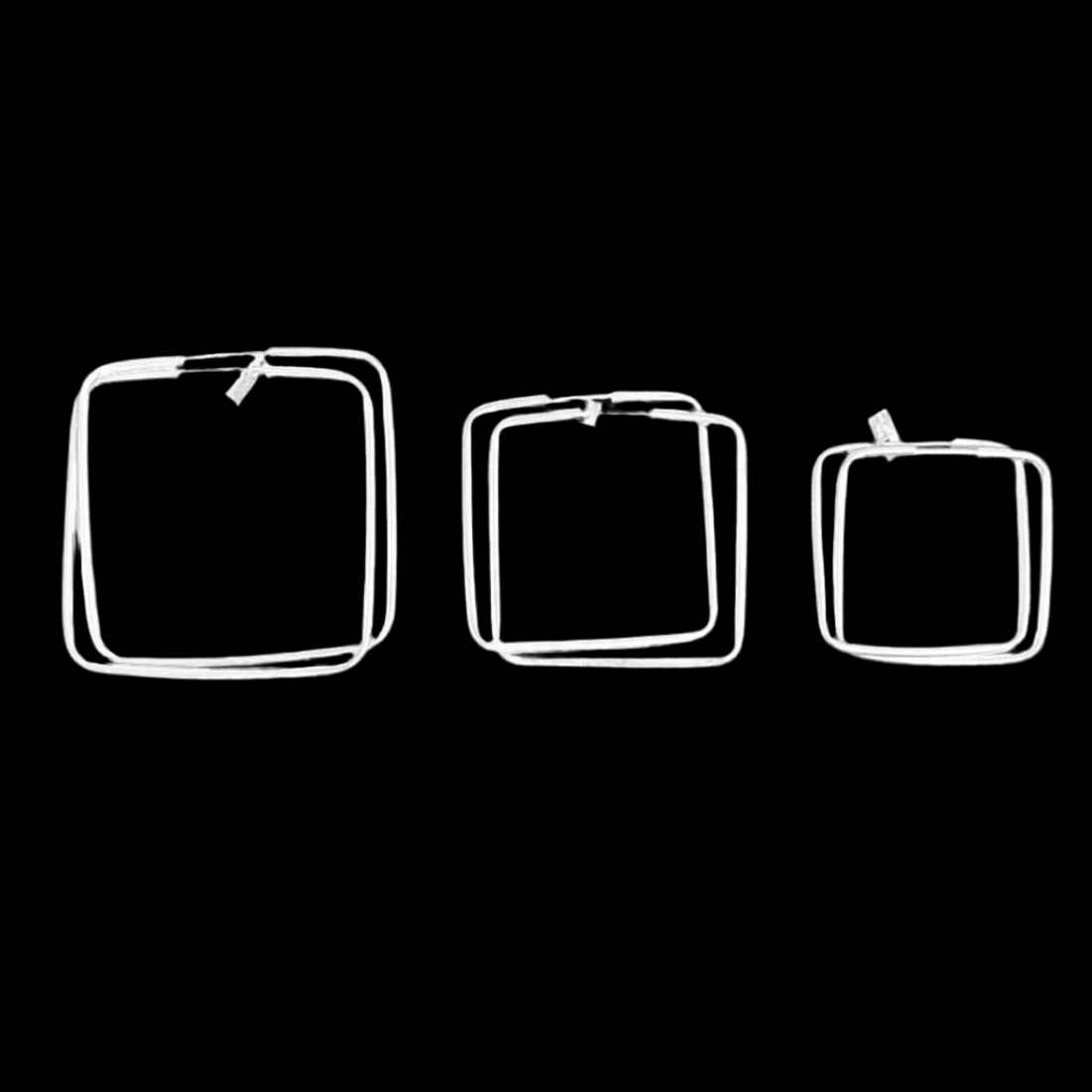 Squared Hoop Earrings 925 Pure Sterling Silver