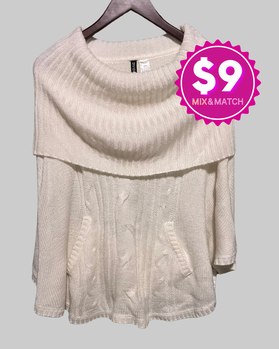 H&M Acrylic Blend Cow Neck Sweater