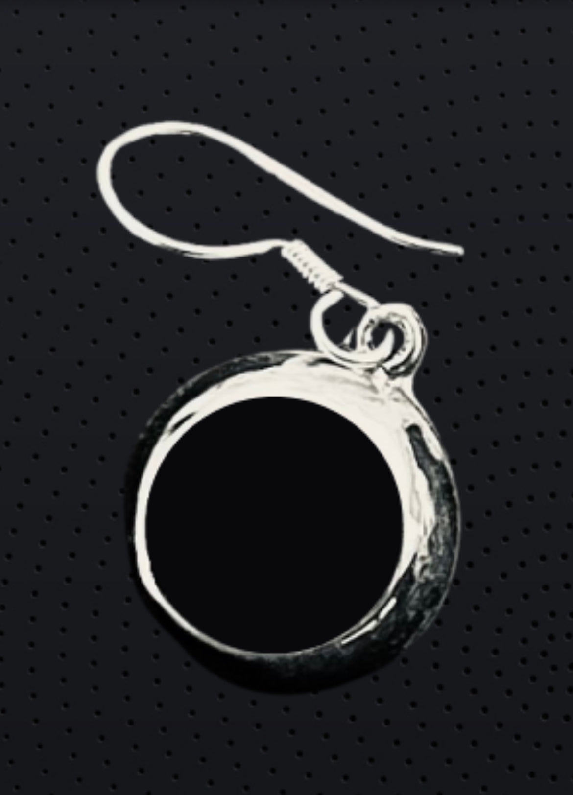 Minimalist Sterling Silver and Onyx Round Earrings and Pendant