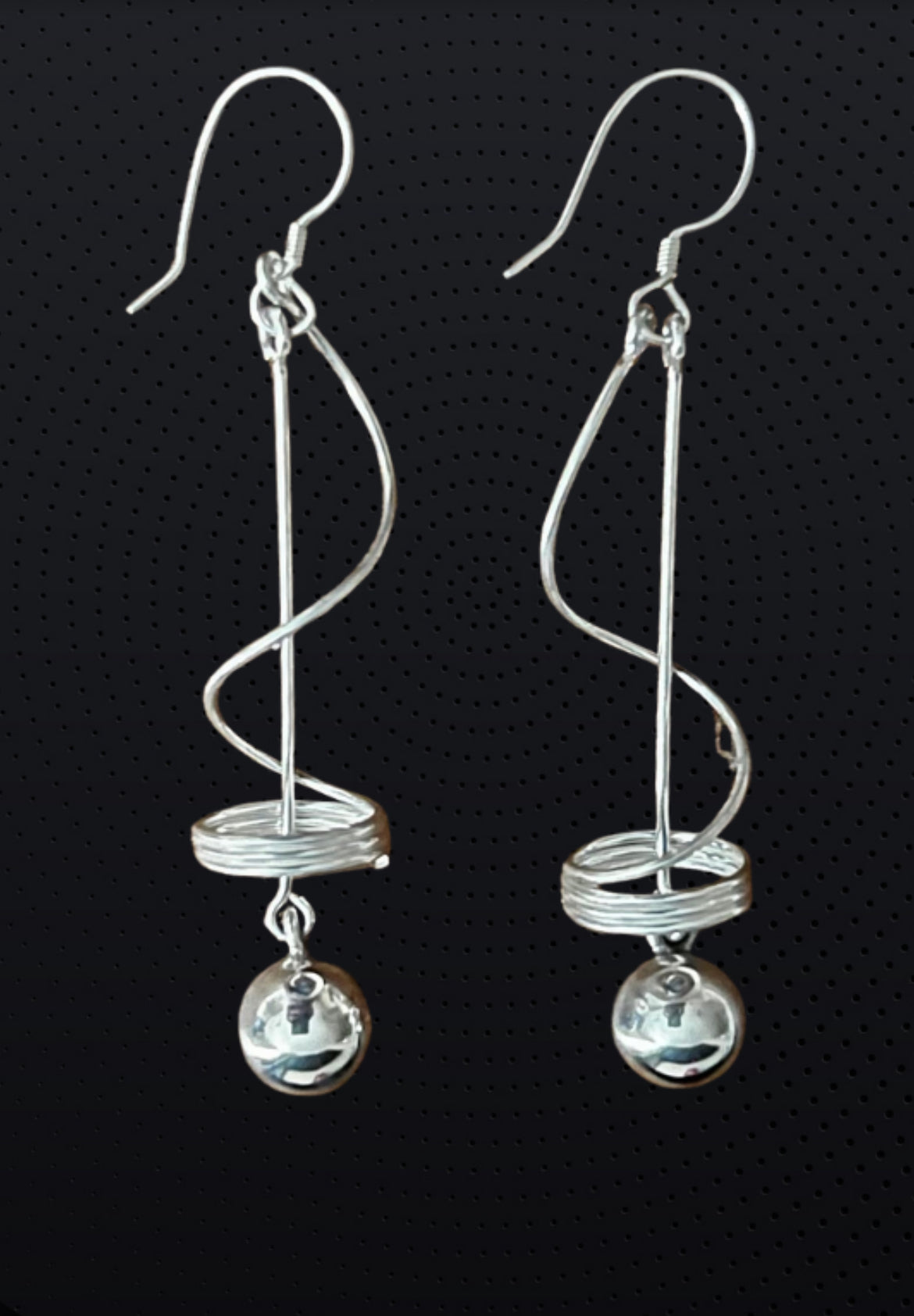 925 Pure Sterling Silver Spiral Dangling Earrings