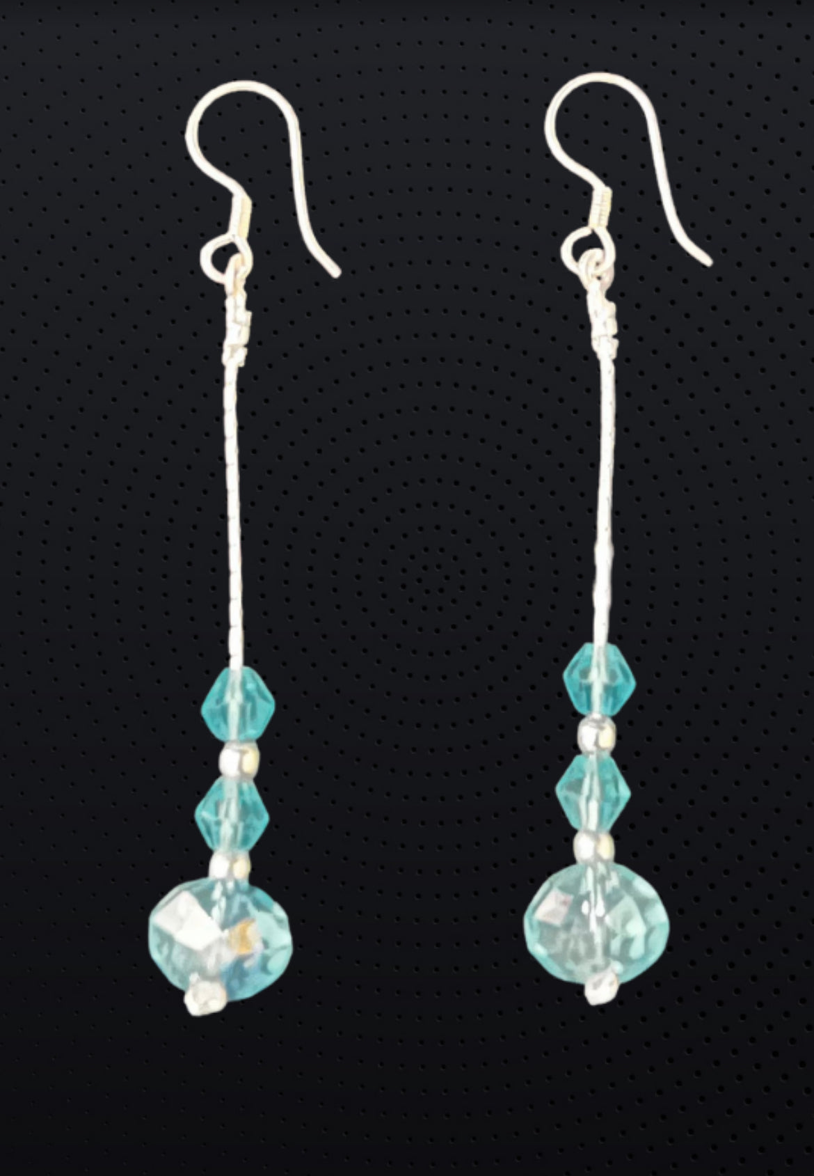Aquamarine Blue Crystal 925 Pure Sterling Silver Dangling Earrings