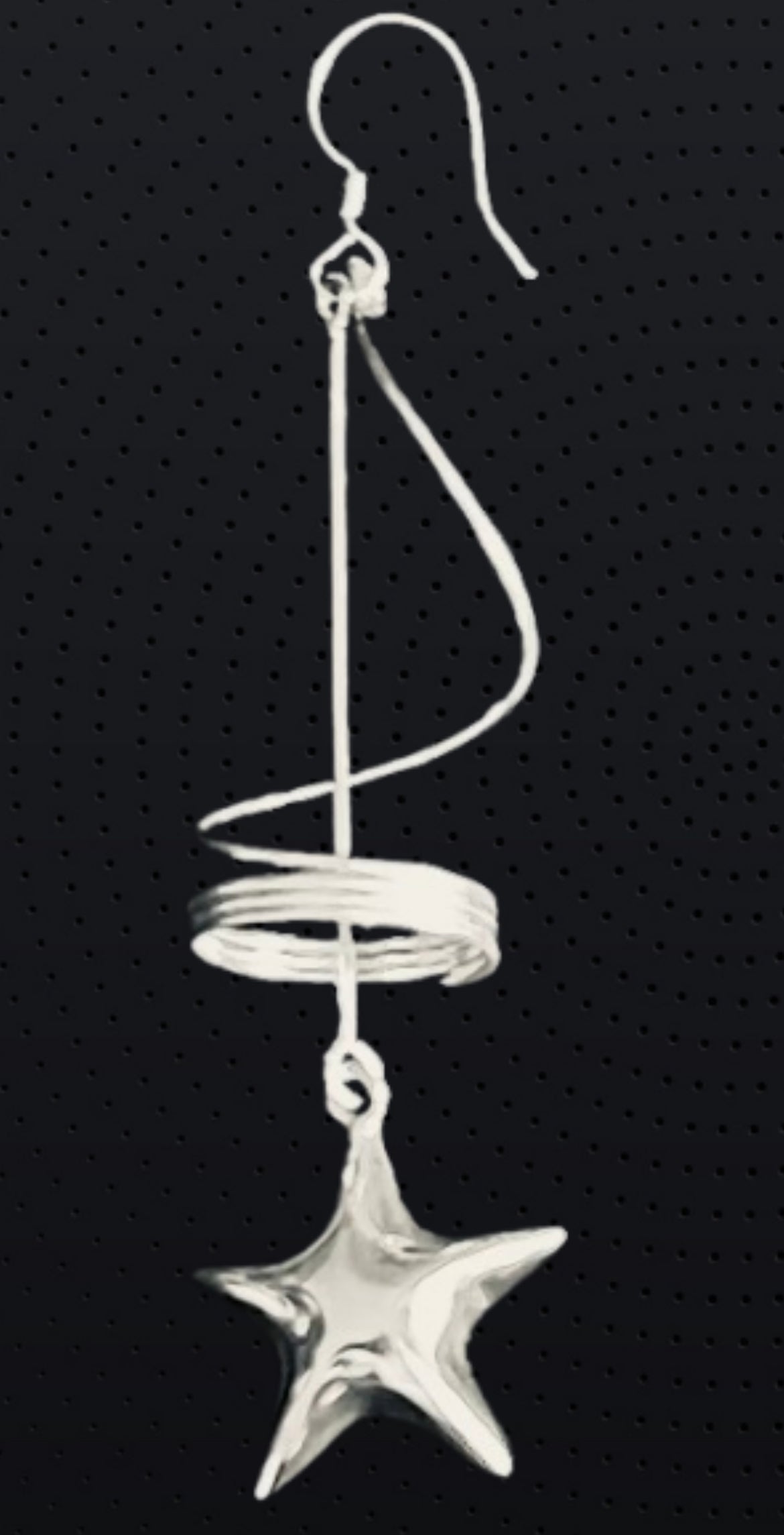 925 Pure Sterling Silver Spiral Drop Star Earrings