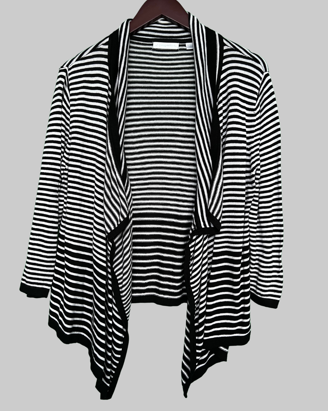 Passports Black and White Striped Print Cardigan