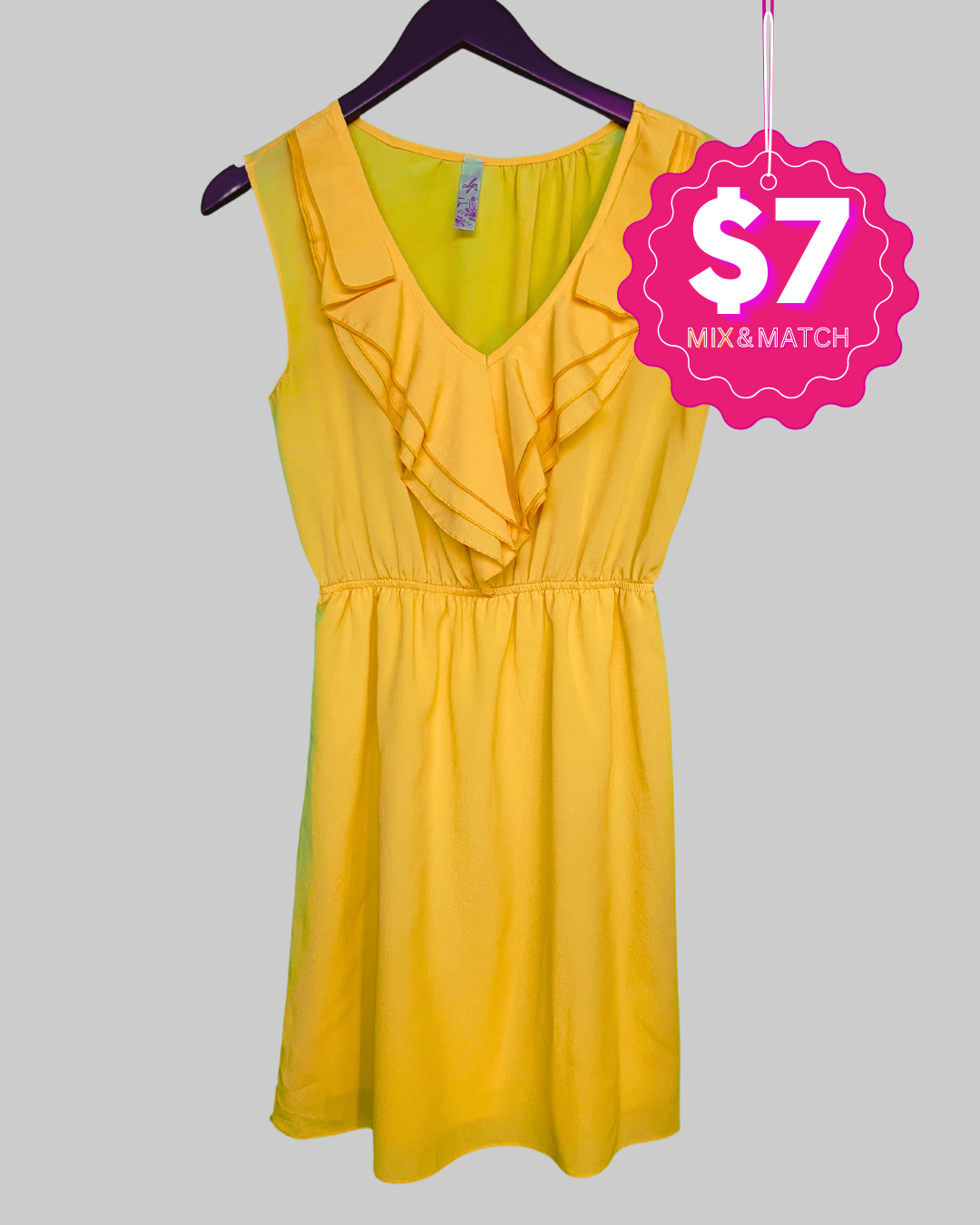 Alya Yellow Ruffle Sleeveless Dress