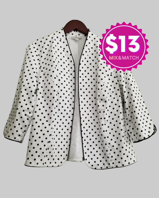 Dressbarn Long  Sleeve Polka Dot Jacket