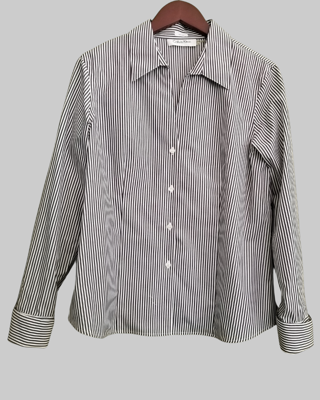 Calvin Klein Grey and White Stripes Shirt