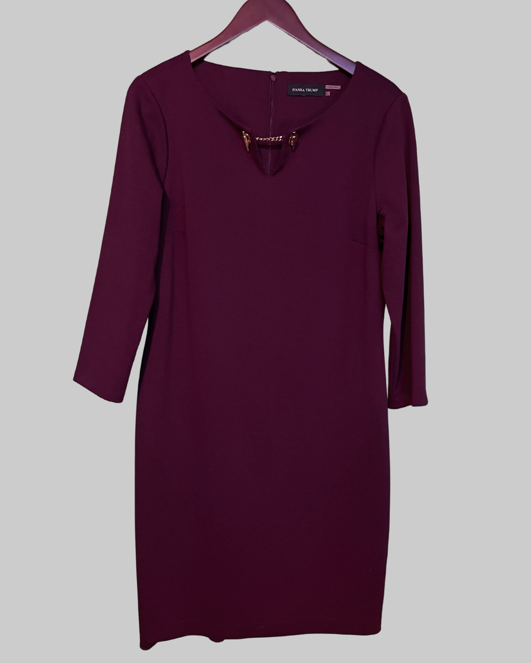 Ivanka Trump V-Neck Purple 3/4 Sleeve Dress