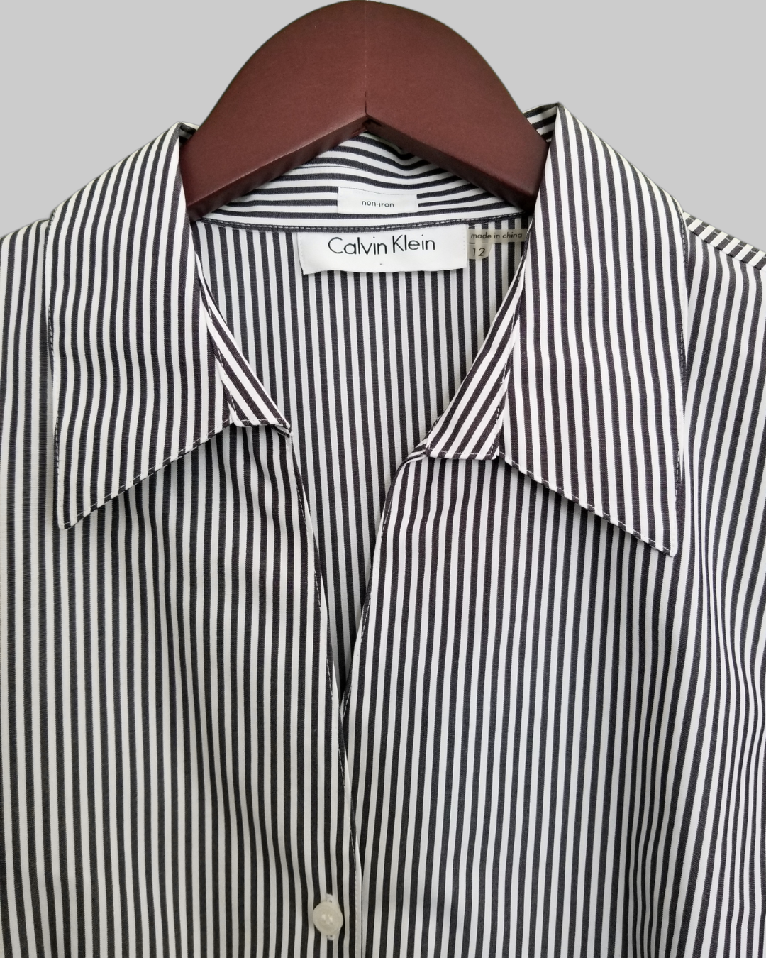 Calvin Klein Grey and White Stripes Shirt