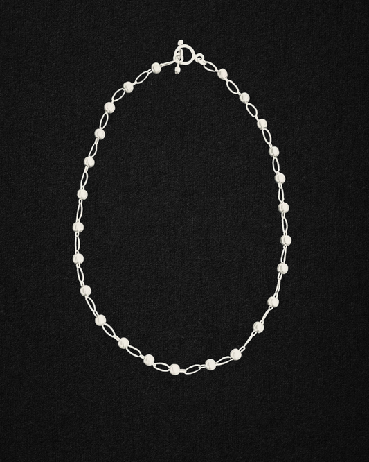 Delicate Sterling Silver Beaded Chain Necklace