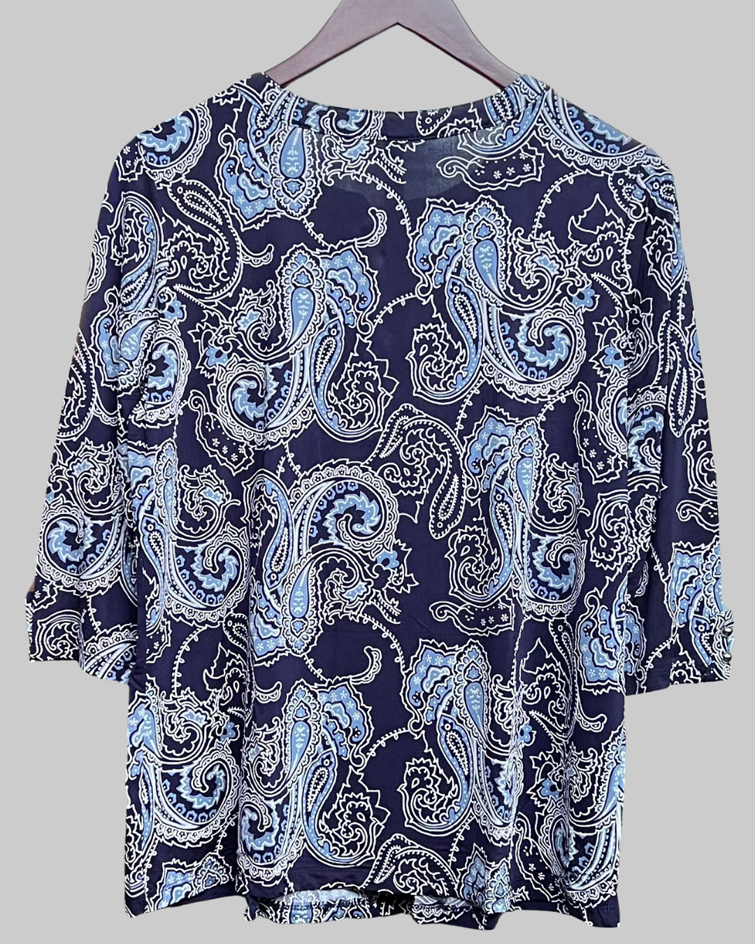 PerSeption Concept Navy Blue Paisley Blouse