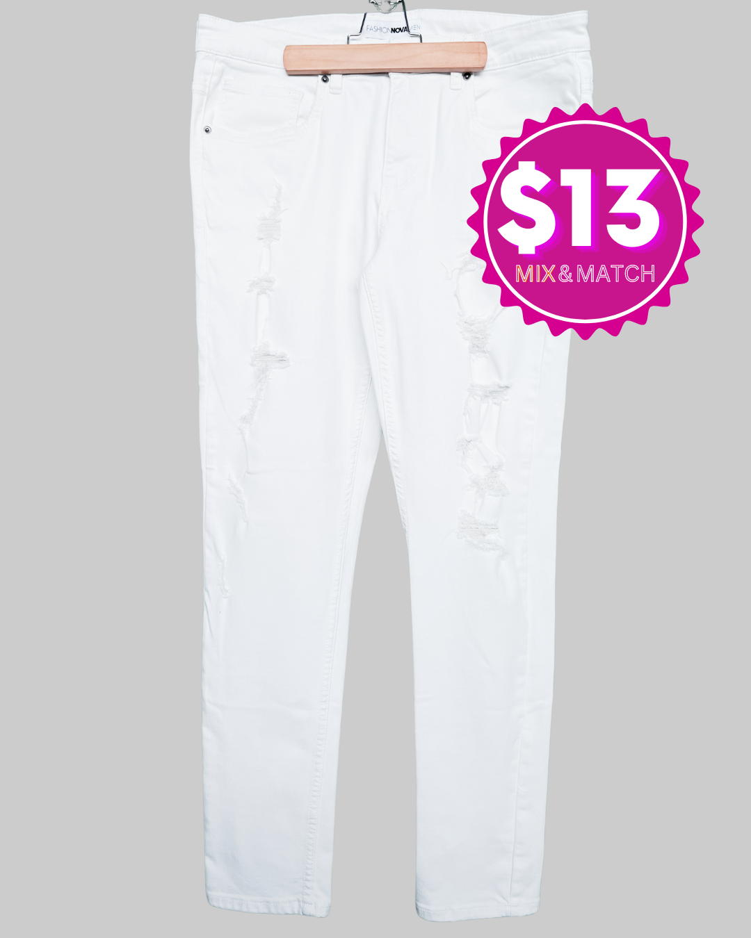 Fashion Nova Tattered White Pants