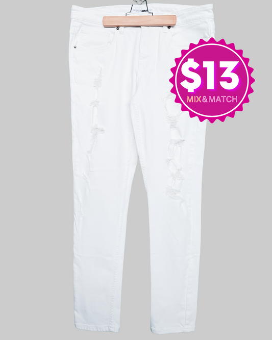 Fashion Nova Tattered White Pants