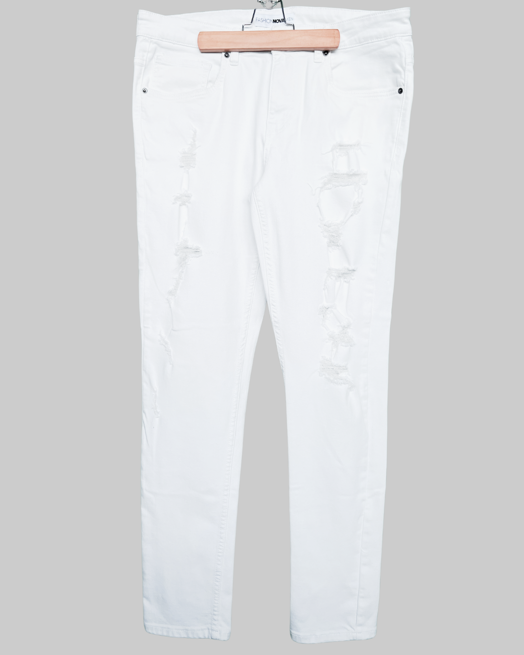 Fashion Nova Tattered White Pants