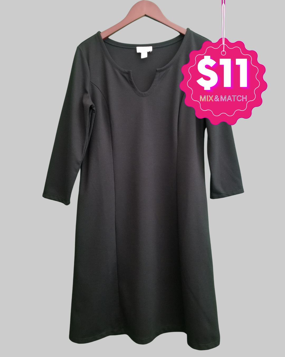 Ann Taylor 3/4 Sleeve Black Dress