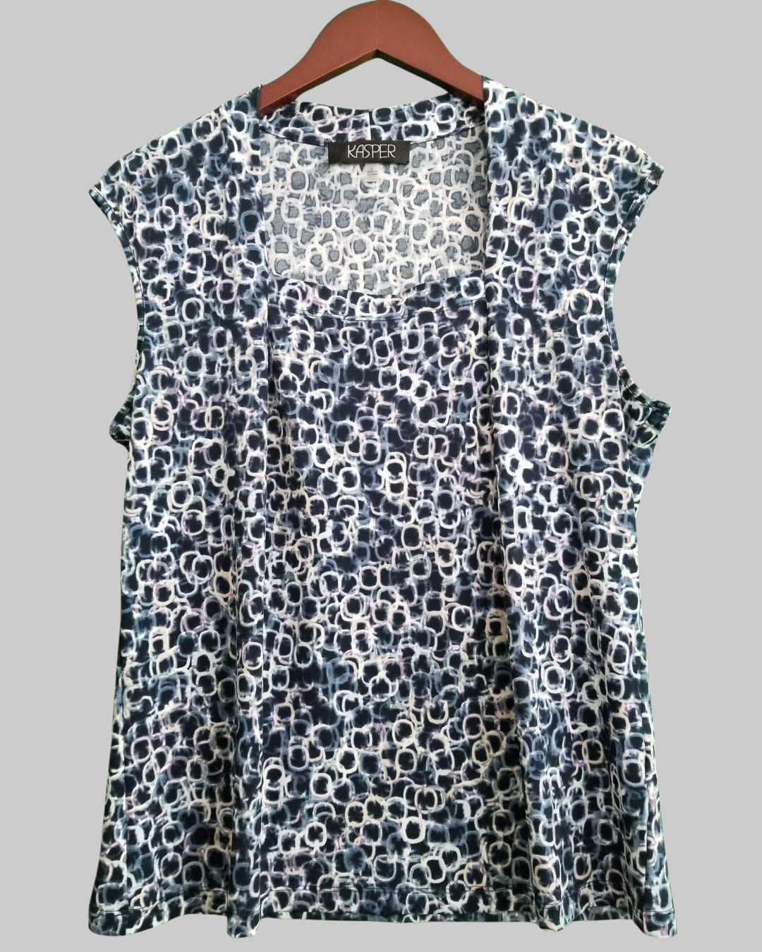 Kasper Women Blue Geometric Print Blouse