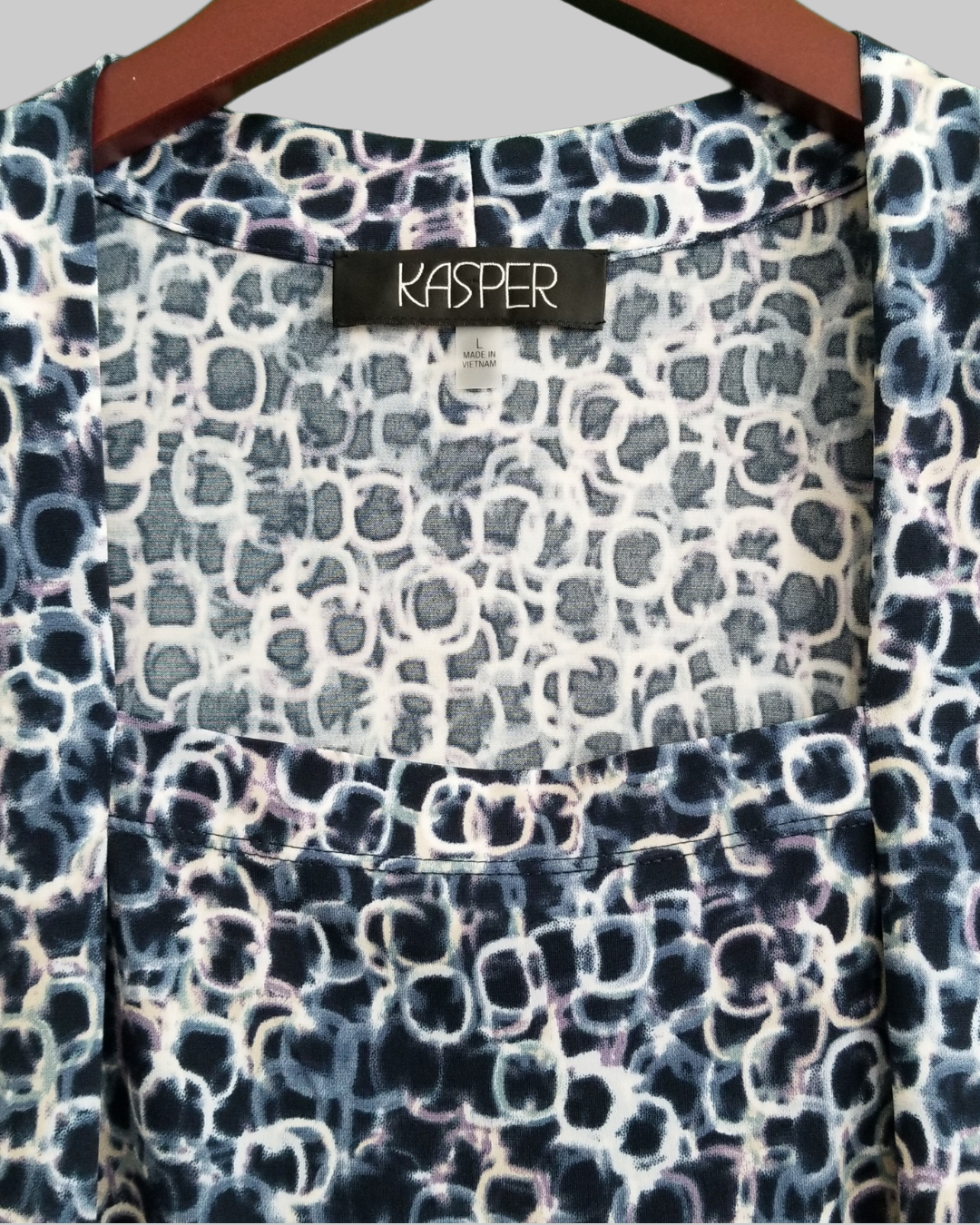Kasper Women Blue Geometric Print Blouse