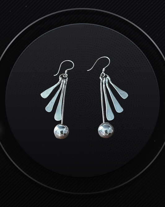 Long 925 Pure Sterling Silver Fringe Ball Drop Earrings