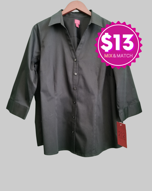 212 Collection Black Button Down Shirt