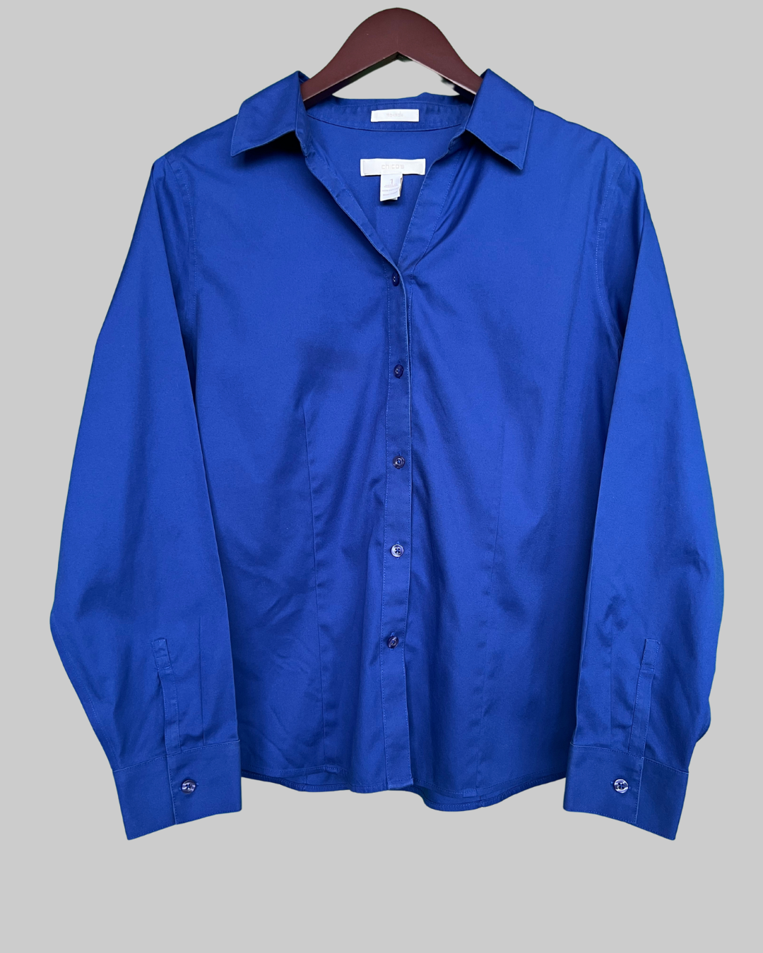 Chico's Non-Iron Blue Long Sleeve Button Up