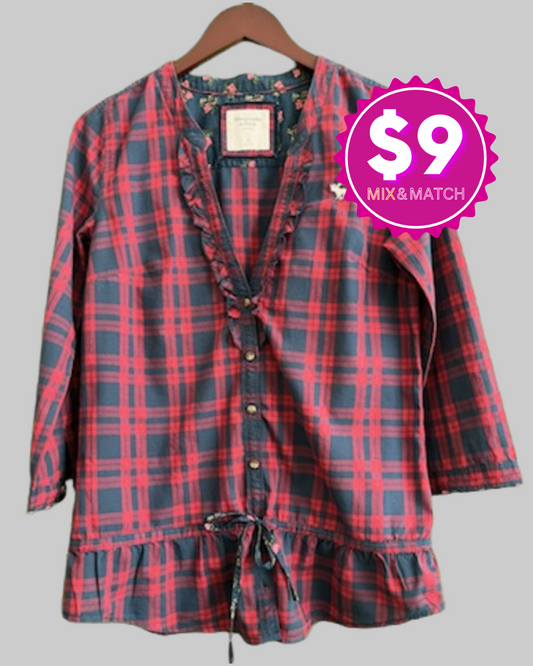 Abercrombie & Fitch Red Plaid Blouse