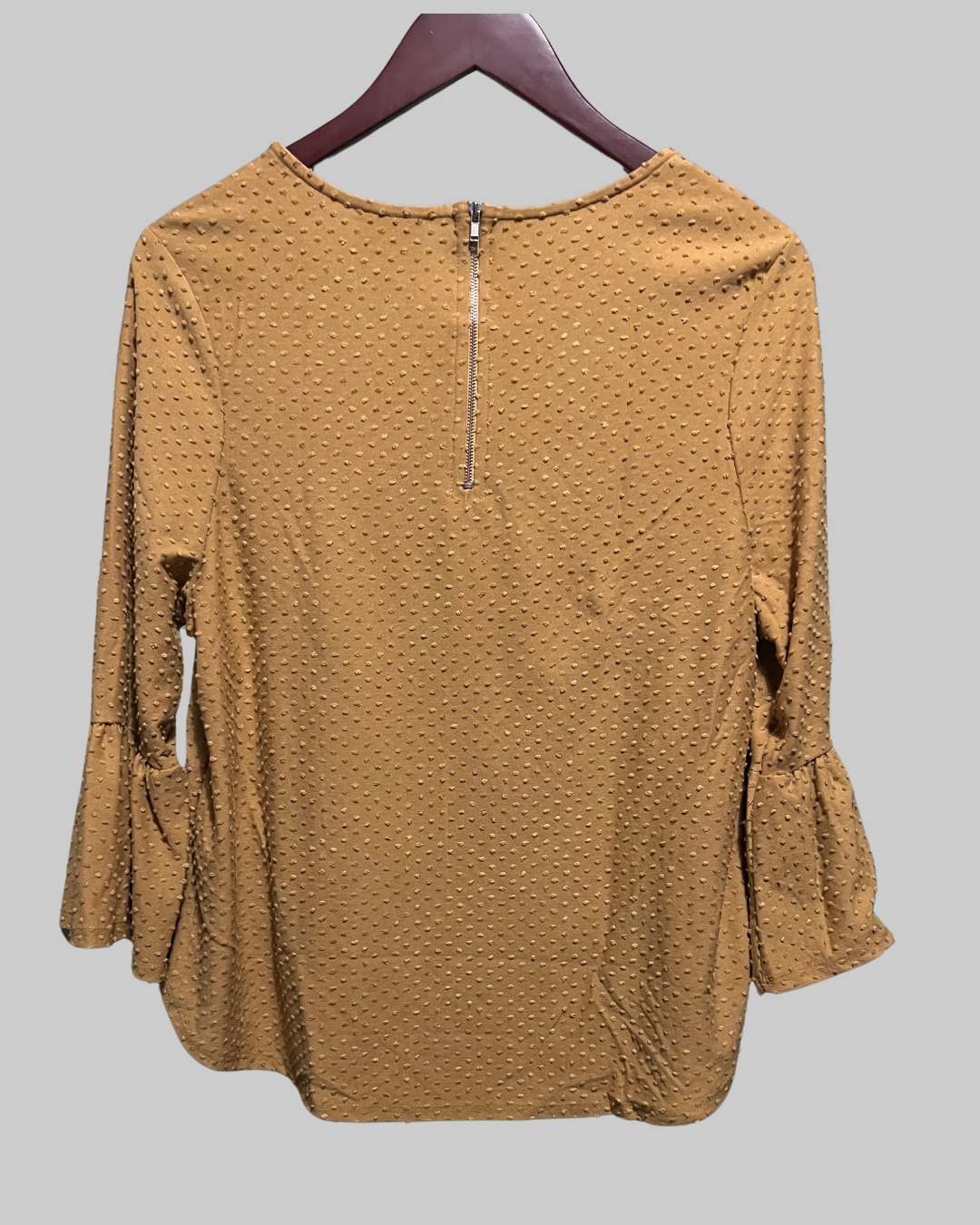 W5 Dot 3/4 Yellow Bell Sleeve Women's Blouse