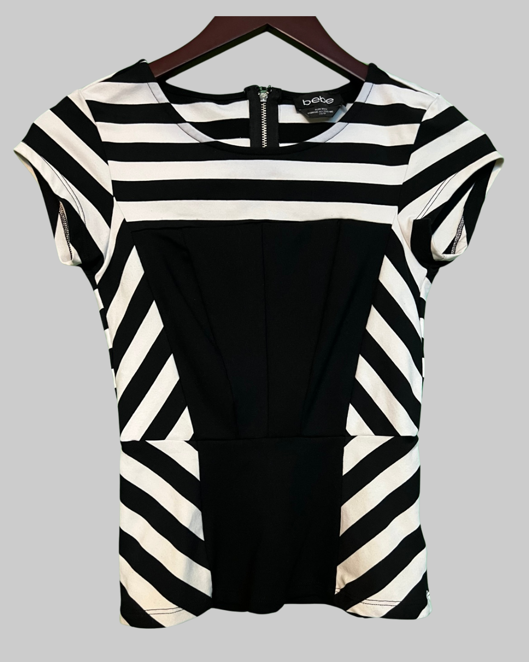 Bebe Striped Back Zipped Blouse