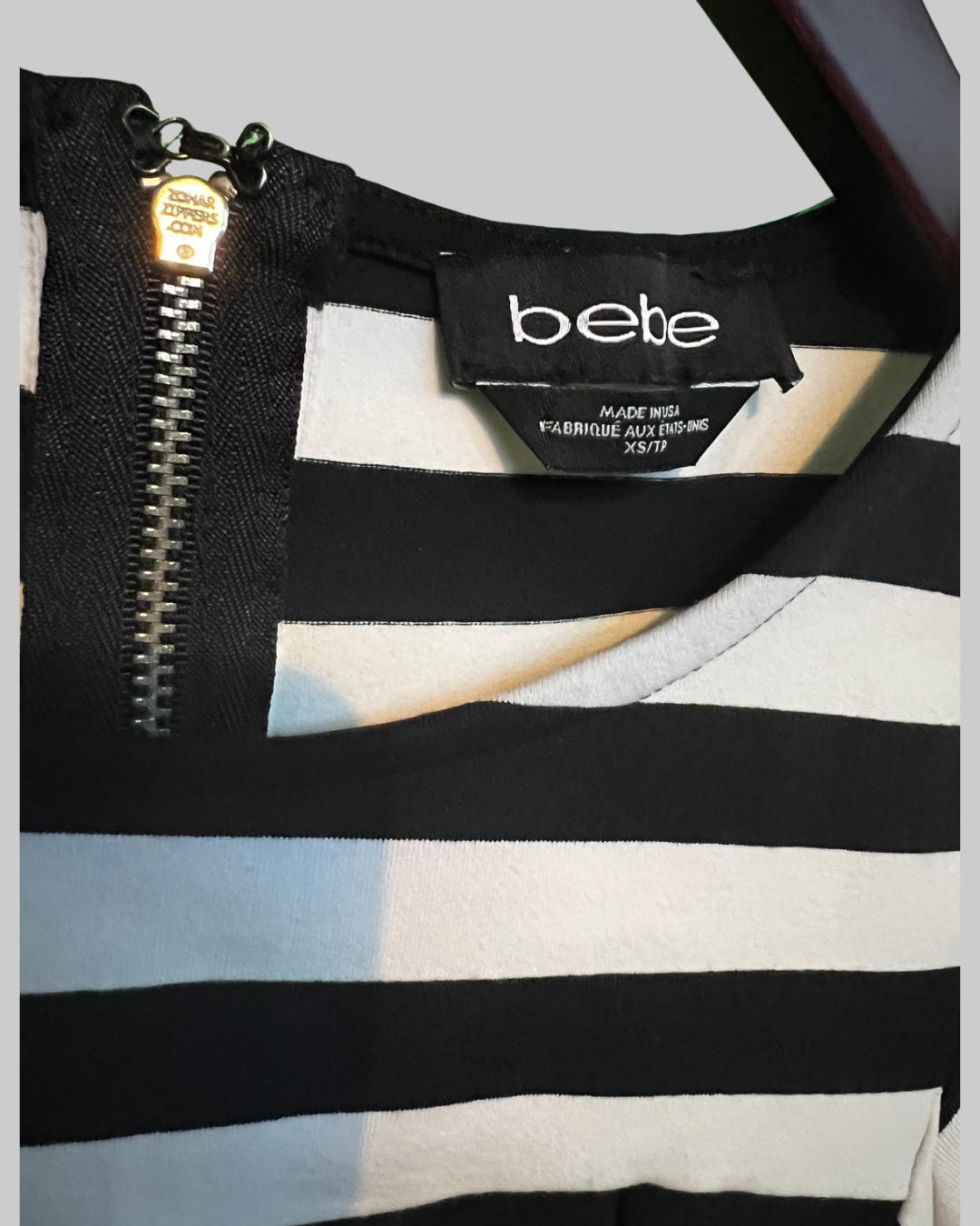 Bebe Striped Back Zipped Blouse