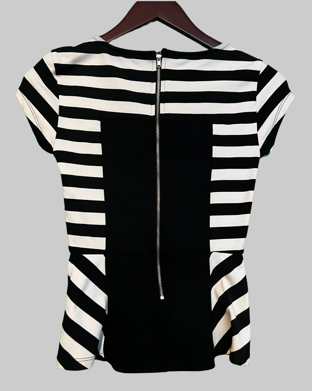 Bebe Striped Back Zipped Blouse