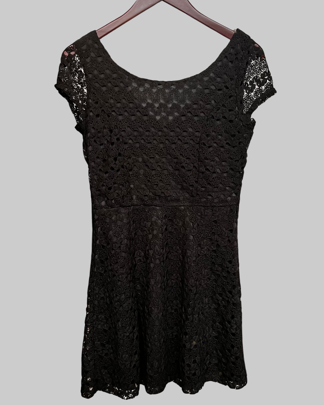 Trixxi Sleeveless Crochet Black Mini Dress