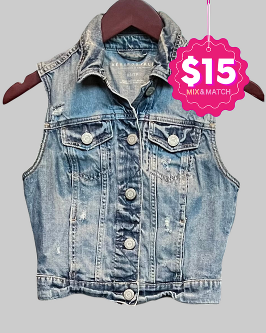 Aeropostale Women's Denim Vest Jacket