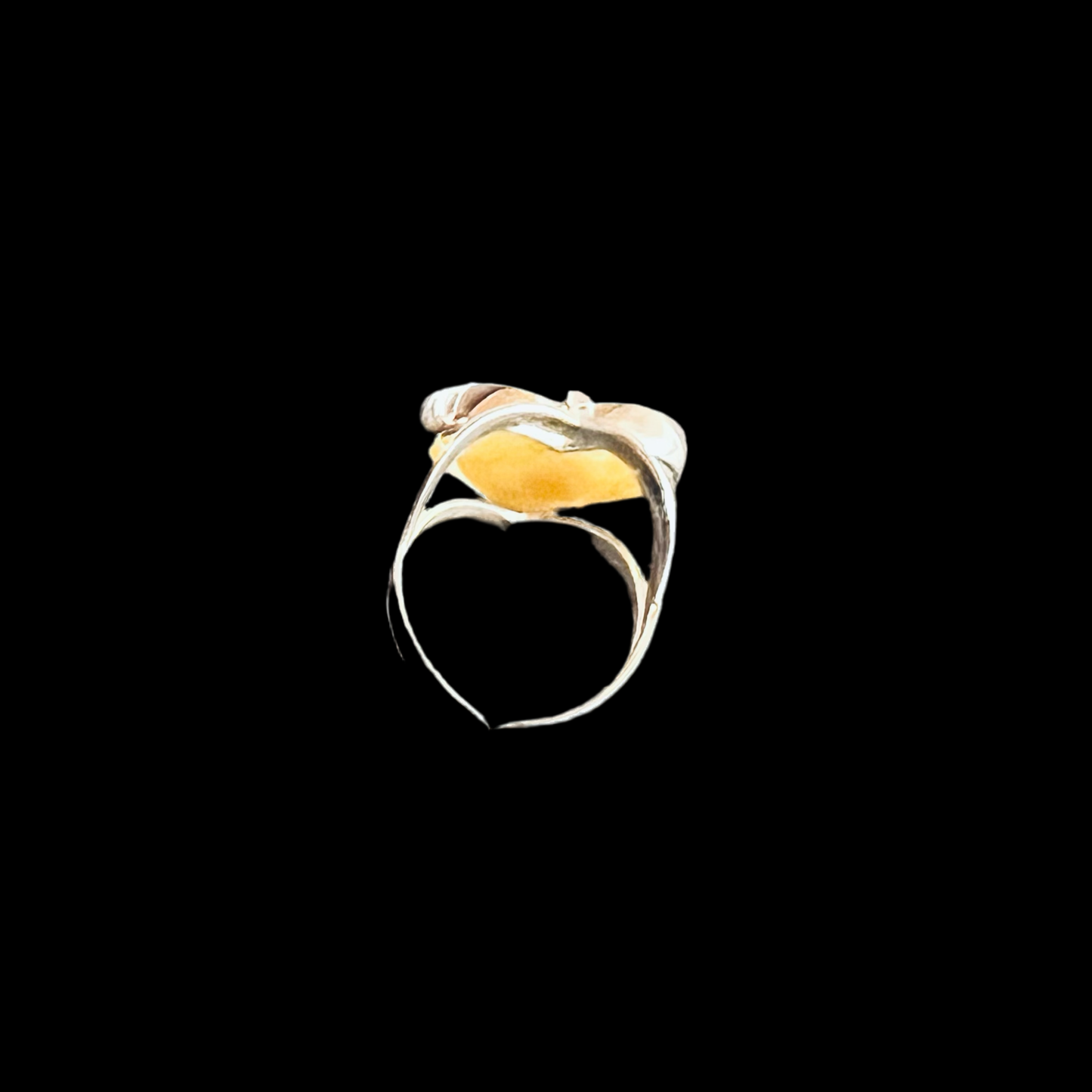 Heart Shape Reversible Black & Yellow Gemstone 950 Pure Sterling Silver Ring